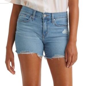 Levi’s Classic Distressed Light Blue Jean Shorts for Women